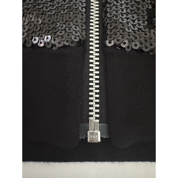 INC International Concepts Black Sequins Jacket XL Full-Zip Bomber Evening Glam - Picture 8 of 11